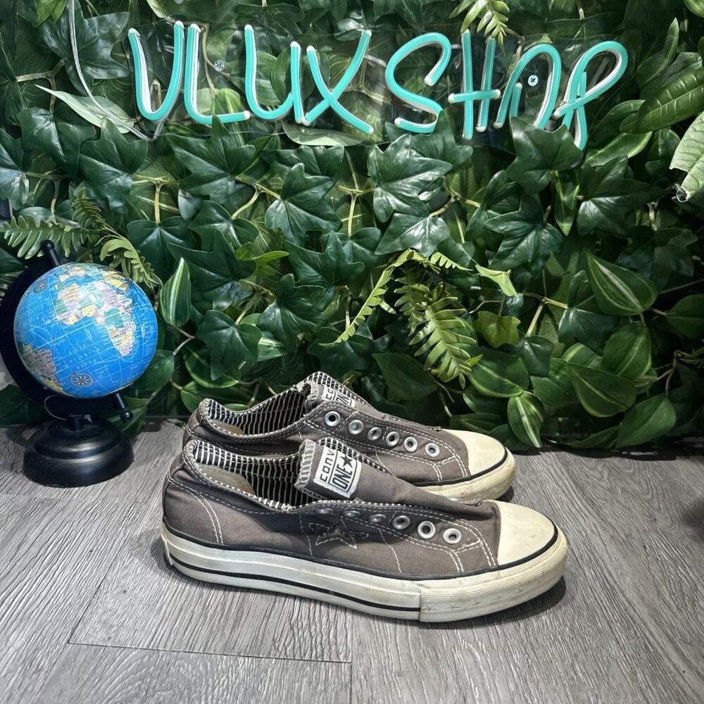 Converse One Star Distressed Women Gray Slip On Laceless Women Size 7 Shoes